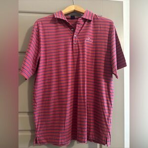 Men's FootJoy Striped Golf Polo - Red and Blue